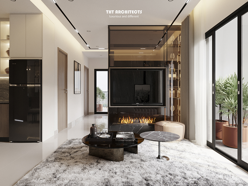 tht architects - Chung cư Vinhome Grand Park - phòng khách bếp 02
